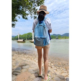 YunZh Denim Backpack Casual Style Lightweight Jeans Backpacks Classic Retro Travel Daypack