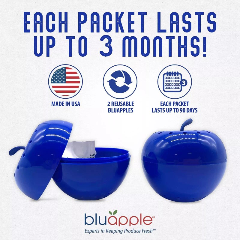 BluApple 2-PK 4 Bluapple Produce Saver Keeps Fruits & Vegetables