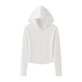 [RAKUKOU] レディース ラッシュガード UVカット パーカー 日焼け防止 アイスシルク UPF40+ 親指穴付き 接触冷感 吸汗速乾 通気性 (JP, アルファベット, M, ホワイト)