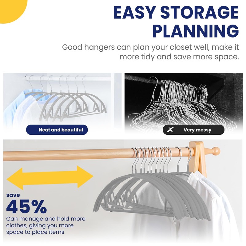 Jiang&Rong 30 Pack 16 Inch Rubber-Coated Non-Slip Metal Hangers -