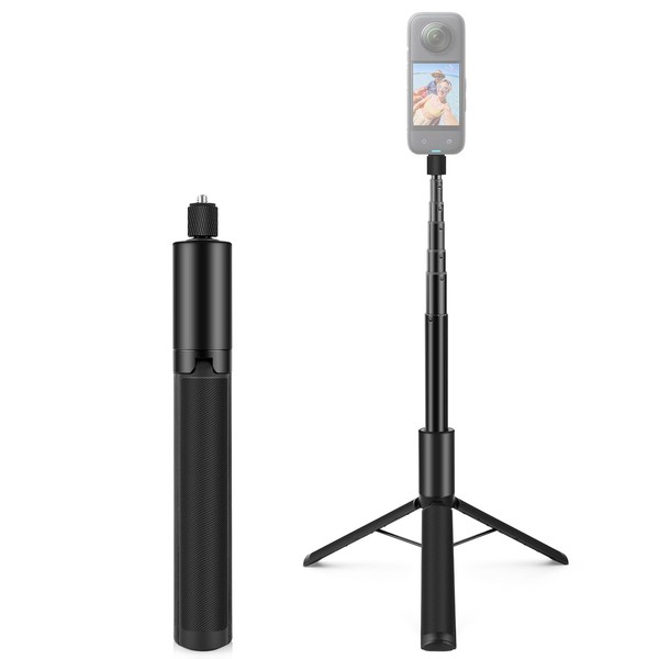 Invisible Selfie Stick + Tripod, 48in Extension Pole for Insta360