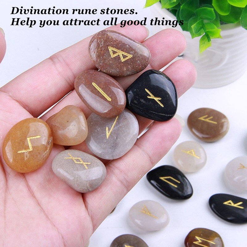 25pcs Rune Stones Set Good Luck Eliminate Negativity Lightweight Divination