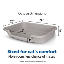KittyGoHere Senior Cat Litter Box 1 Pack, Large Misty Gray Low Entrance Kitty Litter Box, Sized for Cats Comfort, Perfect for Senior and Arthritic Cats, Made in USA – Includes Long-Handle Jumbo Scoop