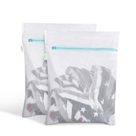 OTraki Laundry Bags for Washing Machine, Pack of 2, 40 x 50 cm, Reusable Fine Mesh Laundry Net with Zip for Fleece Blanket, Bed Linen, Curtains, Bed Linen