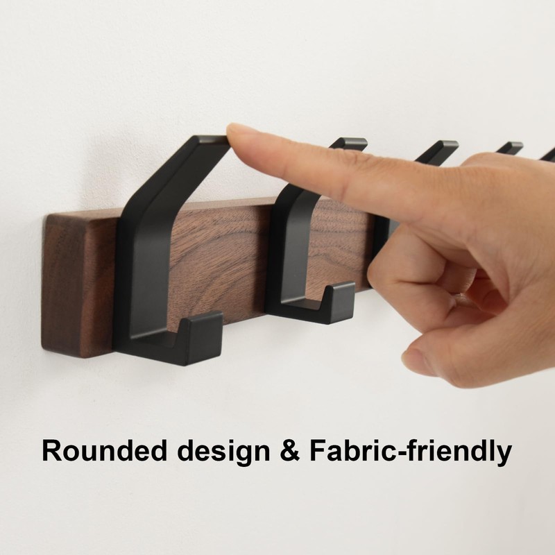 Jadorn Coat Rack Wall Mount - 15.7 Inches Walnut Wood