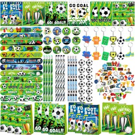 Football Party Favours, Football Birthday Decorations, Football Party Favour Bags Key Ring Mini Notepad Sticker Bracelets for Football Sports Party Children Boys Girls