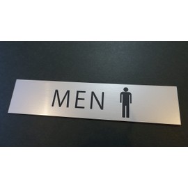 Toilet Sign Plate, Silver, Metallic Style, Acrylic, Long Square [MEN+ Pictogram] Pictogram Pictogram Seal Type TOILET Toilet Mark Display Toilet Mark Toilet Plate