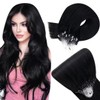 Easyouth Real Hair Extensions Micro Ring Black Real Hair Micro