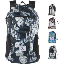 4Monster Packable Backpack Ultra Lightweight, Foldable Backpack Water Resistant, Hiking Daypack for Travel Camping Outdoor, Daily Walk-around, Cycling, Sports, Excursions(Blue Flower, 24L)