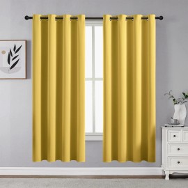 CUCRAF Lemon Sun Blocking Curtains 52X63 Pack Of 2 Thermal Insulated Room Darkening