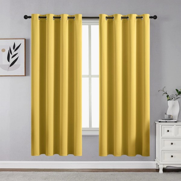 CUCRAF Lemon Sun Blocking Curtains 52X63 Pack Of 2 Thermal