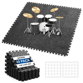 20 Pcs Sound Absorbing Interlocking Floor Mats Pads, 11" x 11" x 0.4"sound absorbing rug, Non-Slip Anti Vibration Sound Proof Puzzle Felt Padding, High Density Piano Carpet Drum Rug for Music Studio