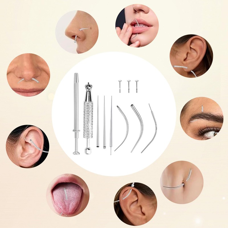 Cokoozoo 8pcs Piercing Tools Kit, Stainless Steel Flat Back Earring