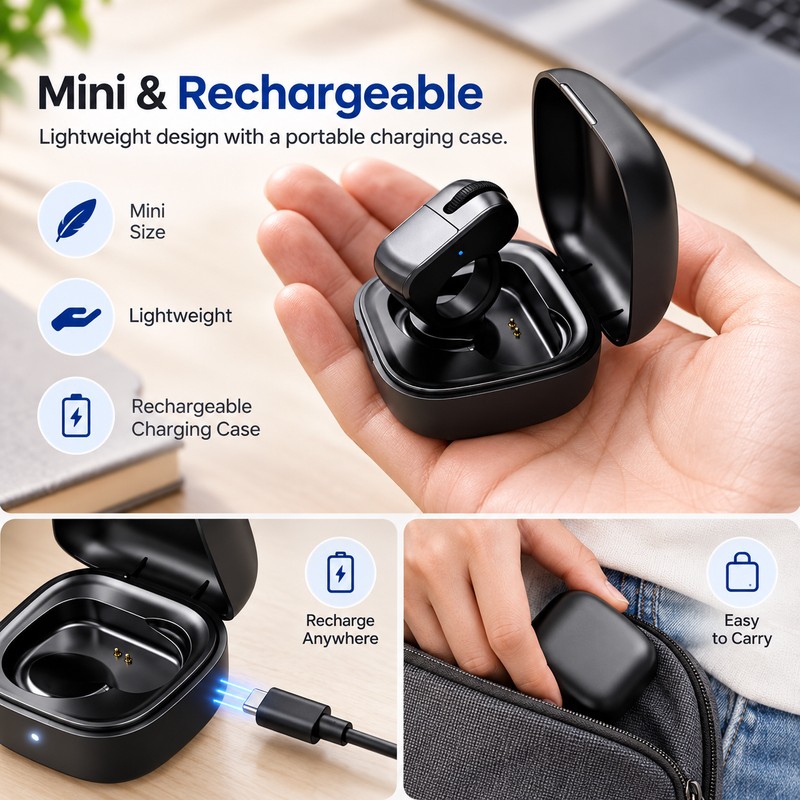 Rechargeable Ring Mouse for Remote Control – Bluetooth + 2.4GHz