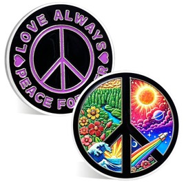 ACGZQY Love and Peace Token - Original Environmental Peace Sign Token Love Always Peace Forever Coin with Nature and Universe Design - Inspirational Gift for Peace Lovers