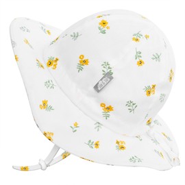 Jan & Jul Floppy Sun-Hat for Toddler Girls Adjustable, 50+ UPF (L: 2-5 Years, Yellow Flower)