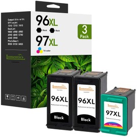 96XL/97XL High Yield Ink Cartridges (3-Pack, 2Black/1Tri-Color) Compatible 96XL 97XL Ink Cartridges Replacement for HP 96XL 97XL Ink Work with Deskjet 6940 6988 6980 Officejet 7310 7210 Printer