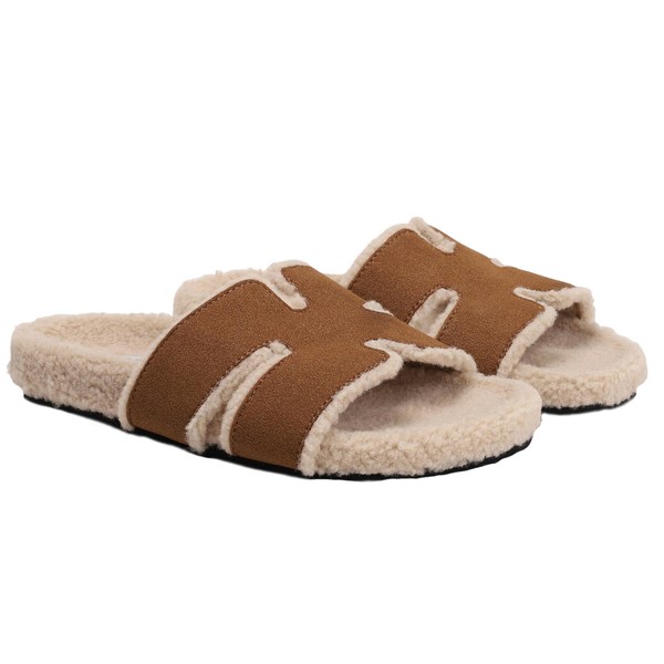 geabal Fuzzy Slippers Women Indoor & Outdoor H Slipper Open