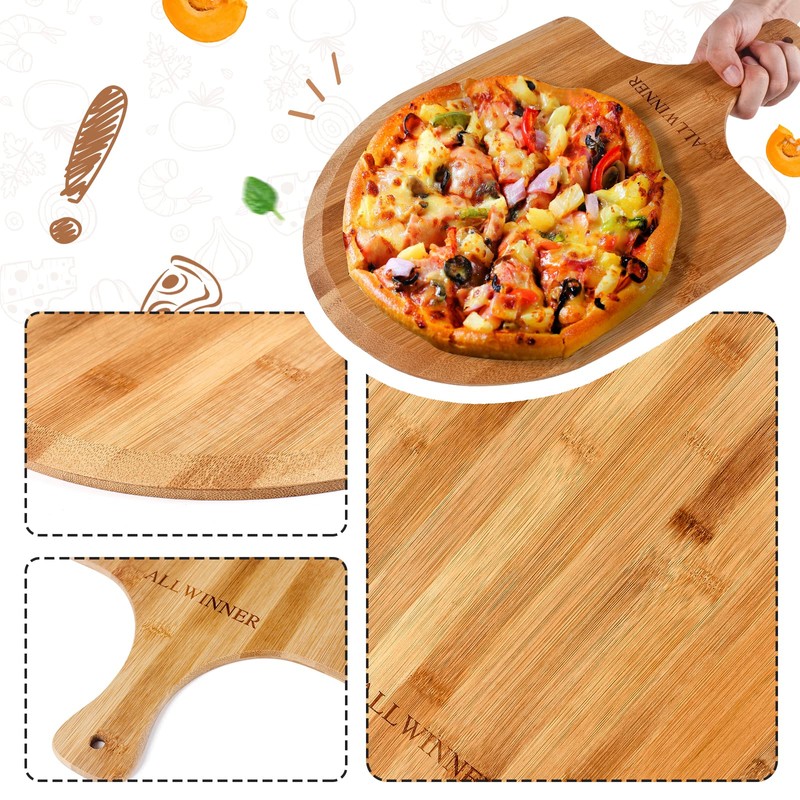 ALLWINNER Pizza Peel 12 Inch, 2 Pack Bamboo Pizza Paddle,