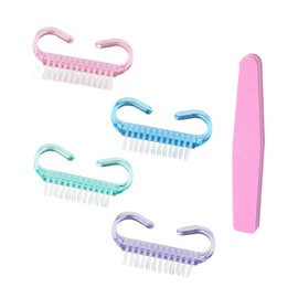 TRKETK Pack of 4 Nail Brush with 1 Nail Files, Manicure Dust Brush, Nail Cleaning Tool for Nail Art, Scrubbing, Toes and Nails, Home and Garden Use