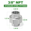TAISHER 2PCS 304 Stainless Steel Union，3/8" NPT Female Cast Pipe