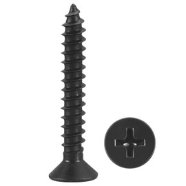 METALLIXITY Countersunk Phillips Wood Screw (#6x1) 50Pcs, 304 Stainless Steel Coarse Thread Phillips Drive Flat Head Wood Screws - for Furniture Installation Repair, Black