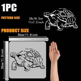 FINGERINSPIRE Tortoise Stencil 11.8x11.8 inch Plastic PET Animal Theme for DIY Crafts & Home Decoration