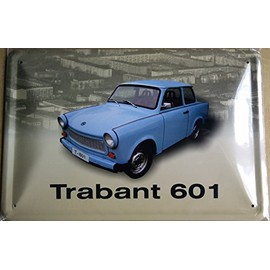 Unbekannt Trabant 601 Trabbi blau Blechschild Gewölbt 20x30cm S4700