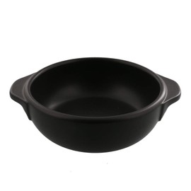 Tableware East Gratin with Two Hands, Large, Black, Suitable for Open Flames, 16.9 fl oz (500 cc)