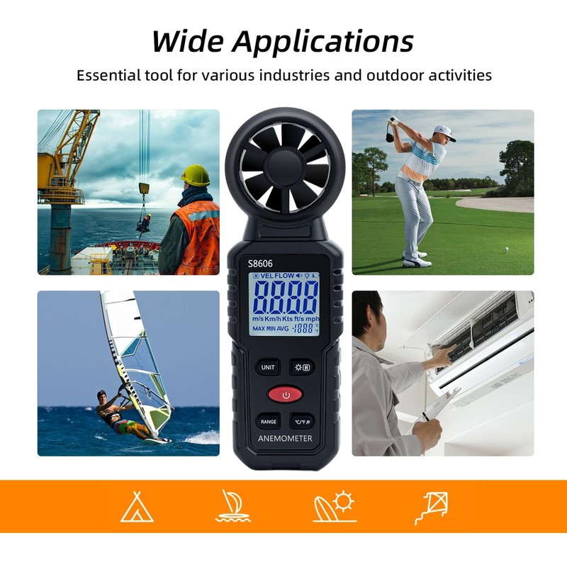 Mcbazel 3 in 1 Handheld Digital Anemometer Wind Gauge Wind