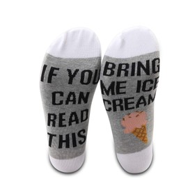 PXTIDY 2 Pairs Ice Cream Socks Ice Cream Lover Gift If You Can Read This Bring Me Ice Cream Novelty Socks Love Desserts Gifts
