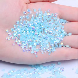 Flatback Rhinestones Round Gems for Nails Art and Crafts 1250Pcs SS20 5mm AB Crystals Glitter Stone DIY Bags Clothes Shoes (Light Blue AB)