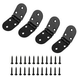 JJiaoLinin Folding Flip Top Hinge, 4 Pcs 180 Degree Folding Flip Hinges, Folding Table Butler Tray Flap Hinges, for Wood Black Door Hinges with 24 pcs Hinge Screws for Cupboard Cabinet Closet Drawer