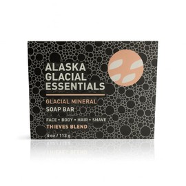 Alaska Glacial Essentials Mineral Clay Soap Bar with Goat’s Milk & Organic Oils – Face, Body, Shampoo & Shave – Hydrates & Detoxifies – For All Skin Types – Thieves Blend, 1 Pack