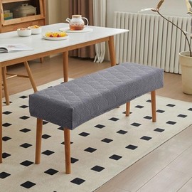 GERLNF Waterproof Dining Room Bench Covers, Stretch Jacquard Bench Seat Protector Cover for bedrooms, Living Rooms, Kitchens, Removable, Washable (Bench Cover,Leaf-Gray)