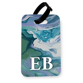 WTF | Marbled Ink Monograms (5) | Printed Art Faux Leather Passport Cover/Luggage Tag | MI5| MI1 (Luggage Tag)