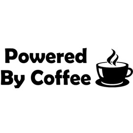 Powered By Coffee Vinyl Decal Sticker (Black Matt)