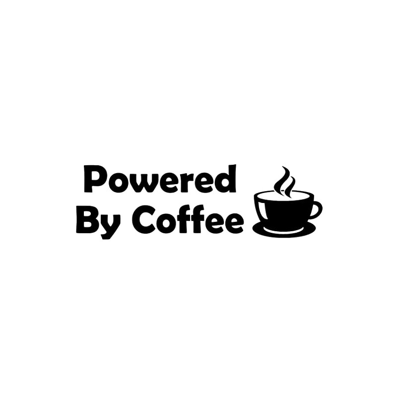 Powered By Coffee Vinyl Decal Sticker (Black Matt)
