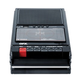 QFX RETRO-39 Portable Shoebox Cassette Tape Recorder – USB to Cassette Recording, Built-in Microphone, 3.5" Bluetooth Speaker, FM Radio, MP3 Playback, Line-in/Out, AC/Battery Powered