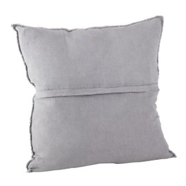 SARO LIFESTYLE Graciella Collection 100% Linen Down-Filled Throw Pillow with Fringed Edges, 20", Pewter
