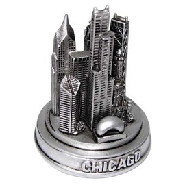 Chicago Skyline Paperweight with a Pewter Look
