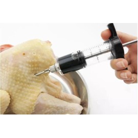 waloo Food Marinade Meat Injector Flavor Syringe, Beef, Poultry, Turkey, Chicken, BBQ