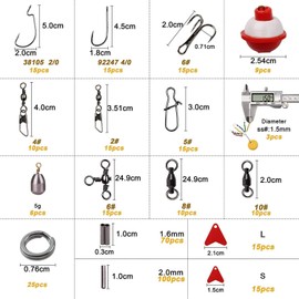 368pcs Fishing Accessories Tackle Box including Fishing Hooks,Swivel Snaps,Iron Weights, 3 Way Barrel Swivels,Sinker Slides, Clip Rings and Beads Fishing Gears Kit with Tackle Box