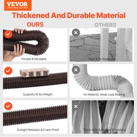 VEVOR HC3003G2 Rain 2-Pack Flexible Downspout, Spout Drain Extendable from 22" to 63", Gutter Extensions with Adapters, for Rainwater Drainage, Brown