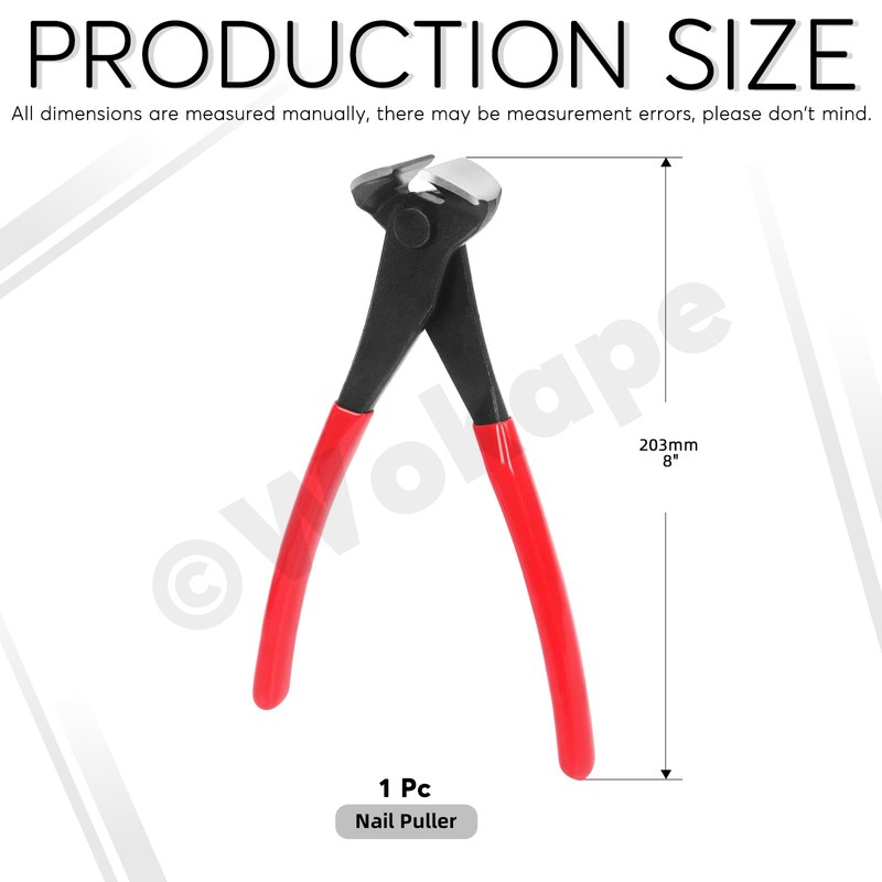 Wokape 1Pcs 8 Inch Red Steel Nail Puller, End Cutting