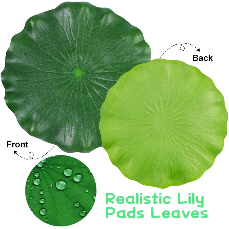 FFNIU 12Pcs Lily Pads for Ponds, Artificial Floating Foam Lotus