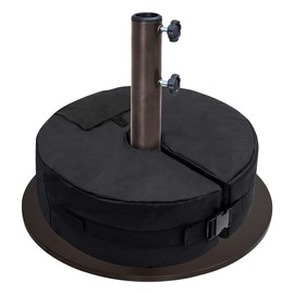 EliteShade USA Up to 140 lbs Round Umbrella Base Steel Plate Stand Market Patio Outdoor Heavy Duty Umbrella Holder, Bonus 18" Round Weight Sand Bag (Sand is not Included), Reddish-Brown