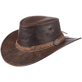 Scippis CooRoo Hat - Australian Leather Hat Made of Genuine Kangaroo Leather, Crushable & Weatherproof - Made in Australia - Outback Hat, brown, L