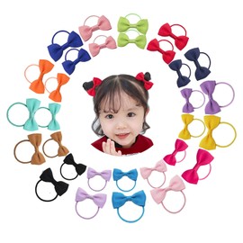 OuJyO Hair Rubber for Children, Baby Hair Elastic, Mini Hair Elastic Ribbon, Bowknots, Cute Hair Accessories, Set of 30, Colorful, Preschool Hair Clips, Hair Ornaments, Shichi-Go-San Eating Beginning, Kindergarten, Graduation Ceremony Hair Ornaments
