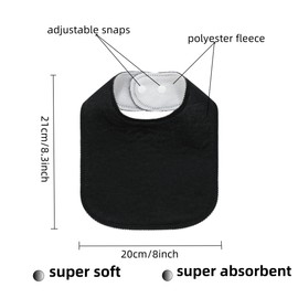 lazyrhino 8 Pack Baby Bibs Unisex Adjustable Drooling Bibs with Snaps Ultra Soft Absorbent Teething Bibs for Boys and Girls (black-6pack)